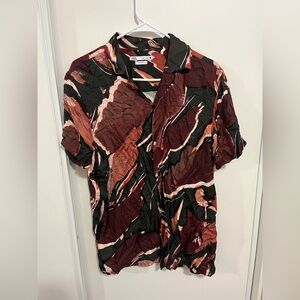 Zara Shirt Mens Small Multicolor Abstract Regular Fit Button Up Casual Top M